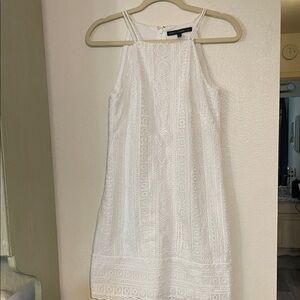 Chic White Lace Halter Mini Dress